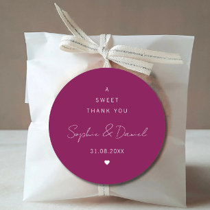 A Sweet Thank You Wedding Favour Wedding Thank You Classic Round Sticker
