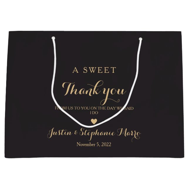 A Sweet Thank you Wedding Personalised Large Gift Bag (Front)