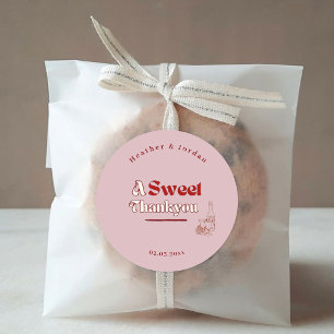 A Sweet ThankYou Pink red wine Retro Wedding Favou Classic Round Sticker