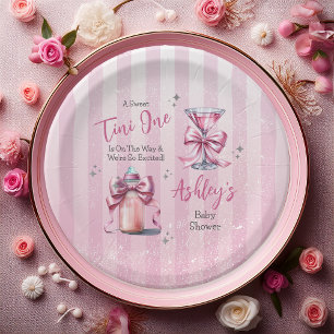 A Sweet Tini One Pink Coquette Girl Baby Shower Paper Plate
