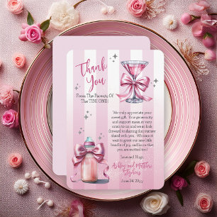 A Sweet Tini One Pink Coquette Girl Baby Shower Thank You Card