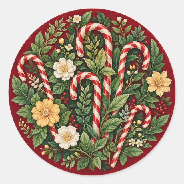 A Sweet Yuletide Bloom Classic Round Sticker (Front)