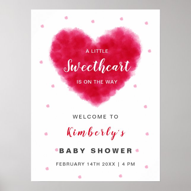 A Sweetheart Valentines Baby Shower Welcome Poster (Front)