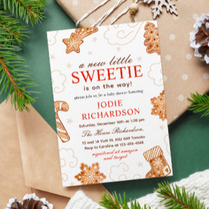  A Sweetie Is On Way Christmas Cookie Baby Shower Invitation