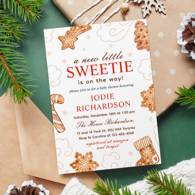  A Sweetie Is On Way Christmas Cookie Baby Shower Invitation (Creator Uploaded)