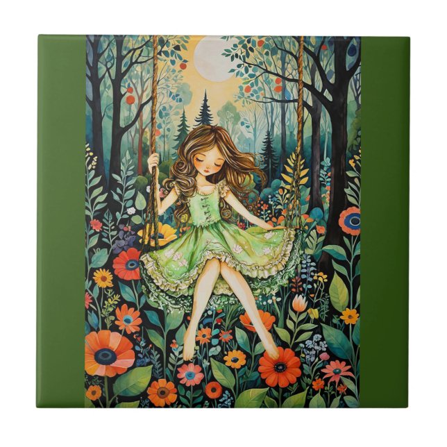 A Swing In Nature Chases The Blues Away Ceramic Tile (Front)