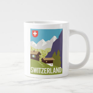 A Switzerland Travel Poster Large Coffee Mug