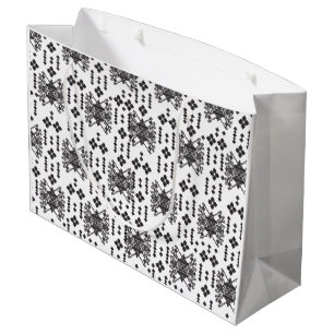 A symmetrical monochrome design featuring intricat large gift bag