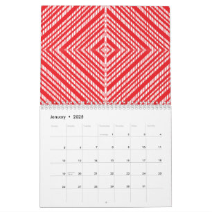 A symmetrical pattern featuring red, orange, and p calendar
