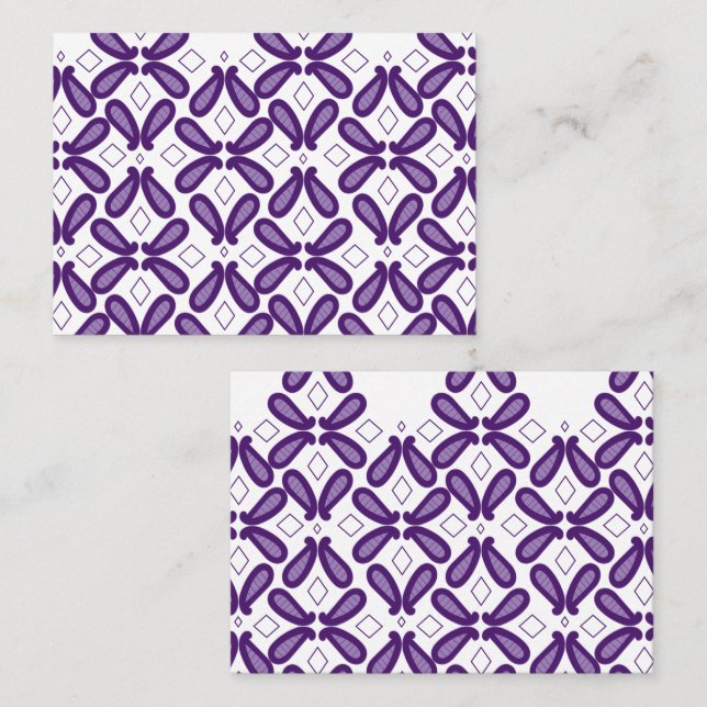 A symmetrical pattern featuring white and purple m appointment card (Front/Back)