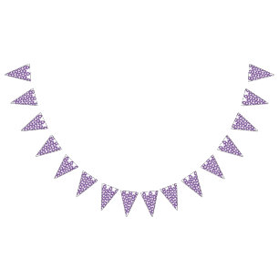 A symmetrical pattern featuring white and purple m bunting