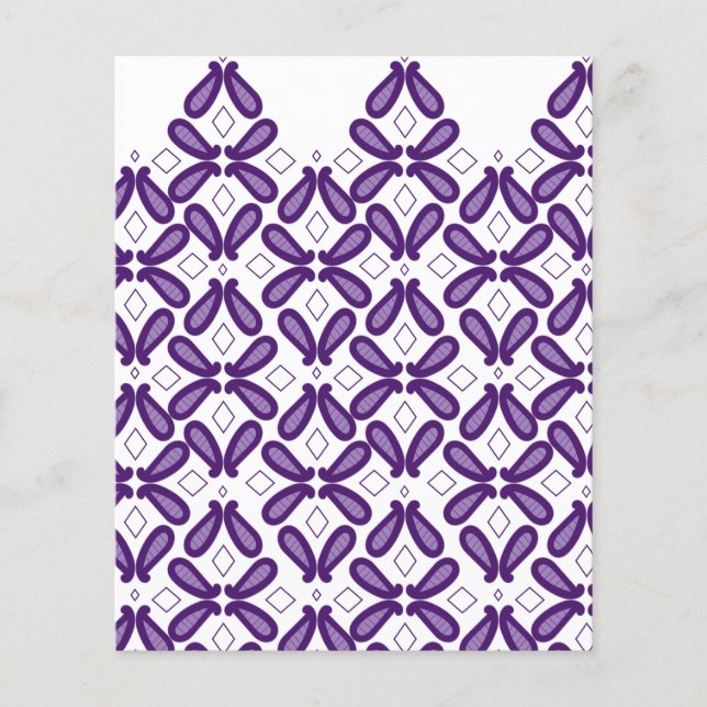 A symmetrical pattern featuring white and purple m flyer (Front)