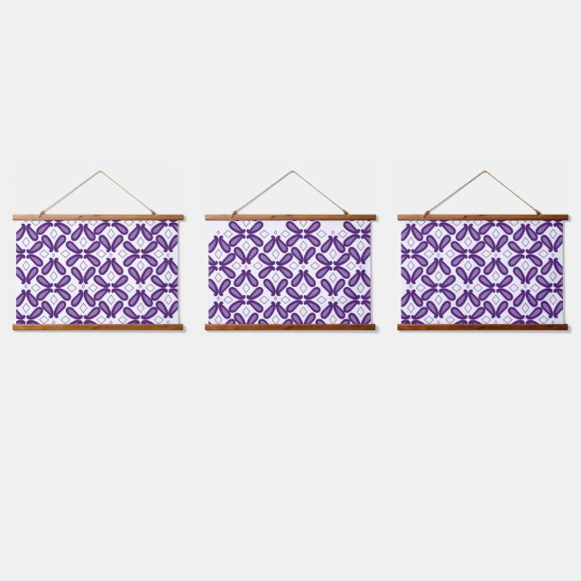 A symmetrical pattern featuring white and purple m hanging tapestry (Triple)
