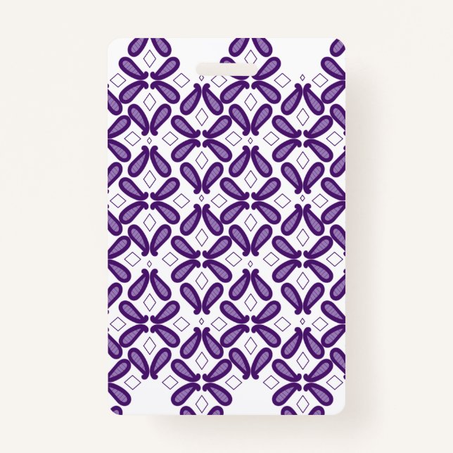 A symmetrical pattern featuring white and purple m ID badge (Front)