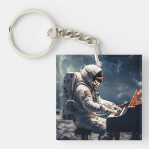 A Symphony for the Stars Astronaut Piano on Moon Key Ring
