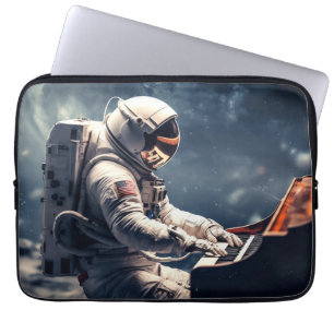 A Symphony for the Stars Astronaut Piano on Moon Laptop Sleeve
