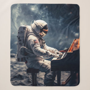 A Symphony for the Stars Astronaut Piano on Moon Sherpa Blanket