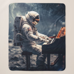 A Symphony for the Stars Astronaut Piano on Moon Sherpa Blanket
