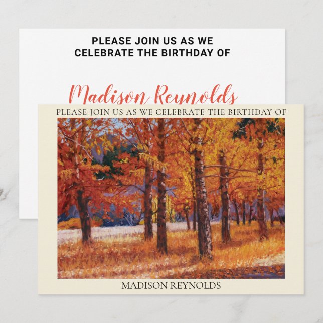 A Symphony of Autumn Colours  Invitation (Front/Back)