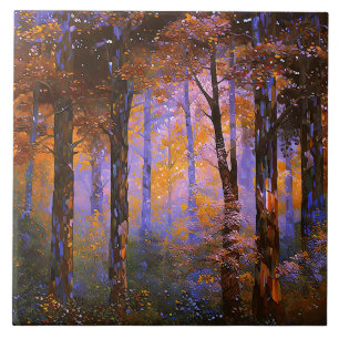 A Symphony of Leaves - Woodland Landscape Ceramic Tile
