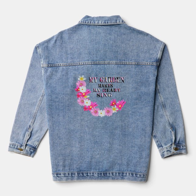 A Symphony of Pink Gerberas, Denim Jacket (Back)