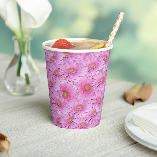 A Symphony of Pink Gerberas, Paper Cups (Insitu)
