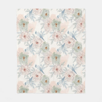 A symphony of song and petals pattern fleece blanket