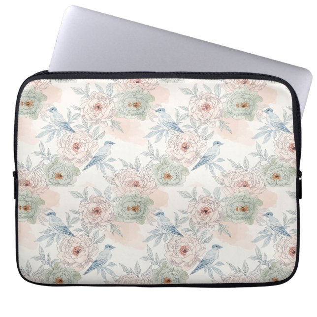 A symphony of song and petals pattern laptop sleeve (Front)