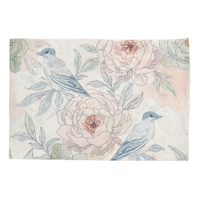 A symphony of song and petals pattern pillowcase (Back)