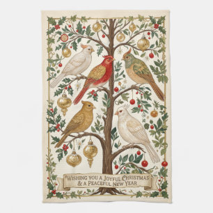 A Symphony of Winter Wings Tea Towel