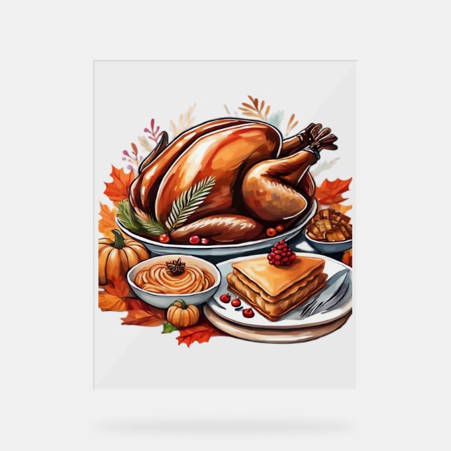 A Table Full of Gratitude Classic T-Shirt Acrylic Sign (Front)