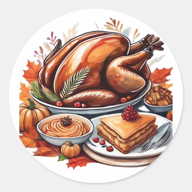 A Table Full of Gratitude Classic T-Shirt Classic Round Sticker (Front)