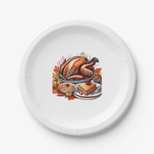 A Table Full of Gratitude Classic T-Shirt Paper Plate (Front)