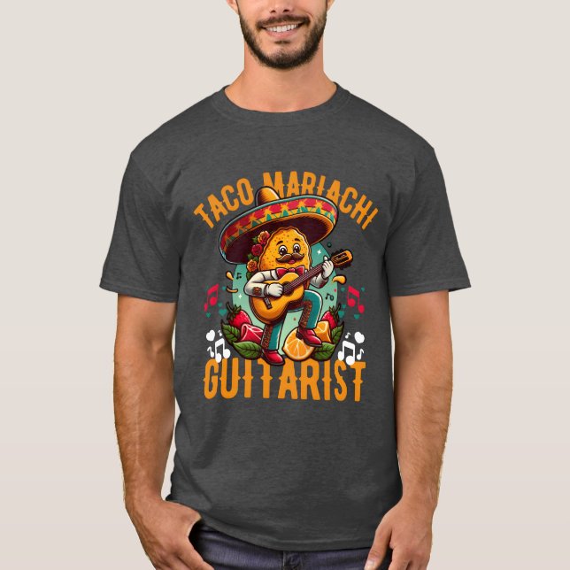 A taco playing the guitar in a mariachi band funny T-Shirt (Front)