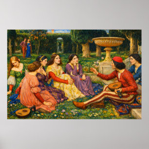 A Tale from the Decameron by Waterhouse Poster