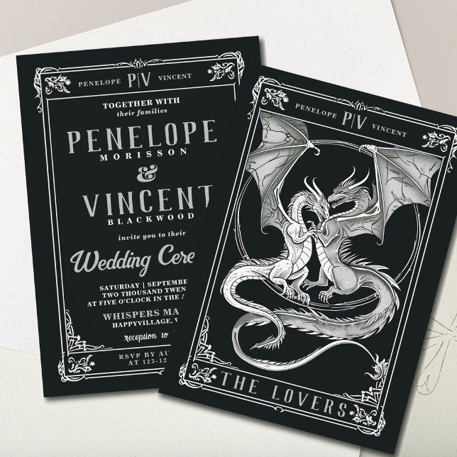 A Tale of Dragon Love | Tarot Wedding Invitation (Creator Uploaded)