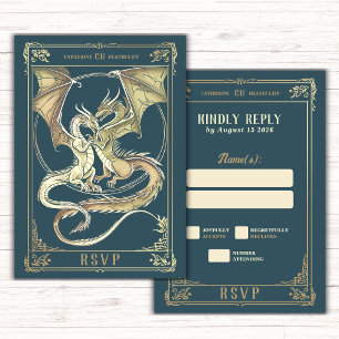 A Tale of Dragon Love Tarot Wedding RSVP Card