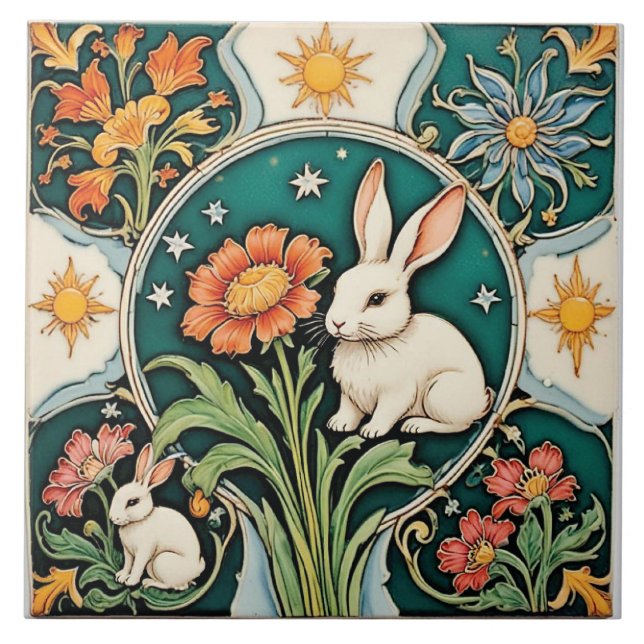 A Tale of Two Hares Ceramic Tile (Front)