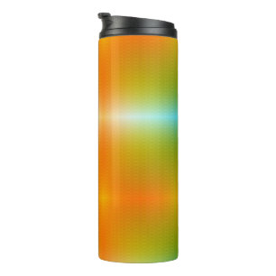 A tall, cylindrical travel mug with a black lid