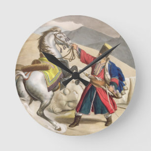 A Tartar with his Horse, engraved by the Thierry B Round Clock