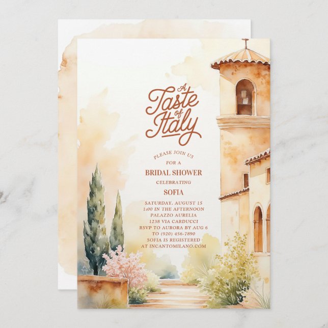 A Taste of Italy Italian Bridal Shower Invitation (Front/Back)
