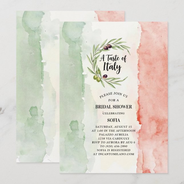 A Taste of Italy Italian Bridal Shower Invitation (Front/Back)