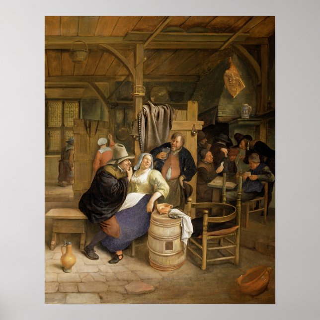A Tavern Interior with Card Players Poster (Front)