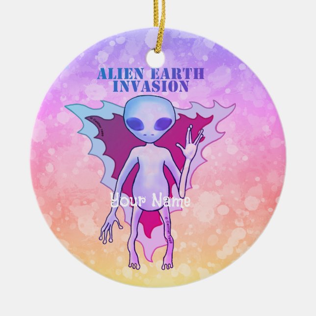 A TBA Alien One Earth Invasion  Ceramic Ornament (Front)