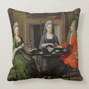 A Tea Party (oil on canvas) Cushion