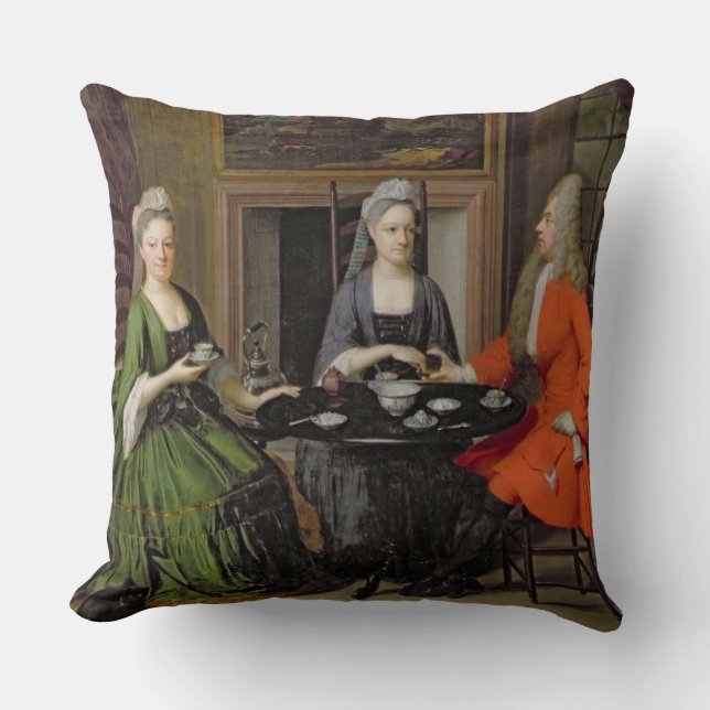 A Tea Party (oil on canvas) Cushion (Front)