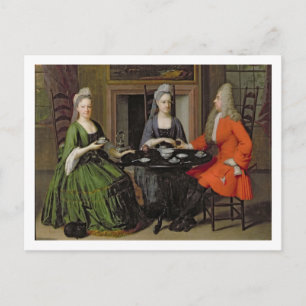A Tea Party (oil on canvas) Postcard