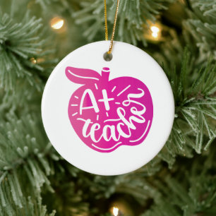 A+ Teach Apple Symbol for Teacher's Day Ceramic Ornament
