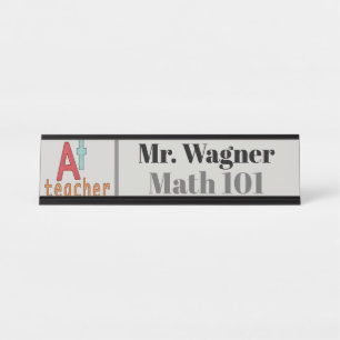 A+Teacher add name class desk plate