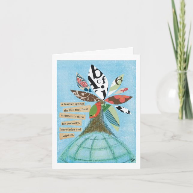 A teacher ignites the fire note card (Front)